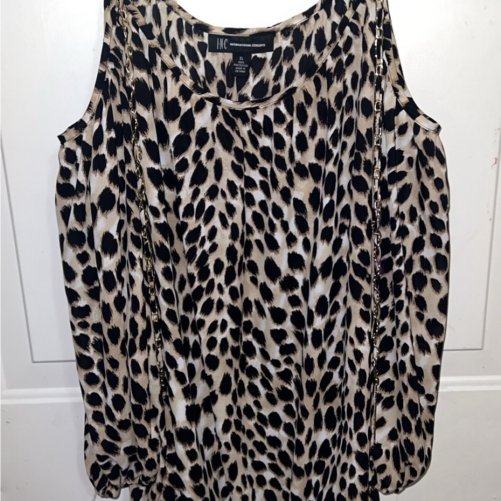 INC International Concepts Women's Leopard Print Top